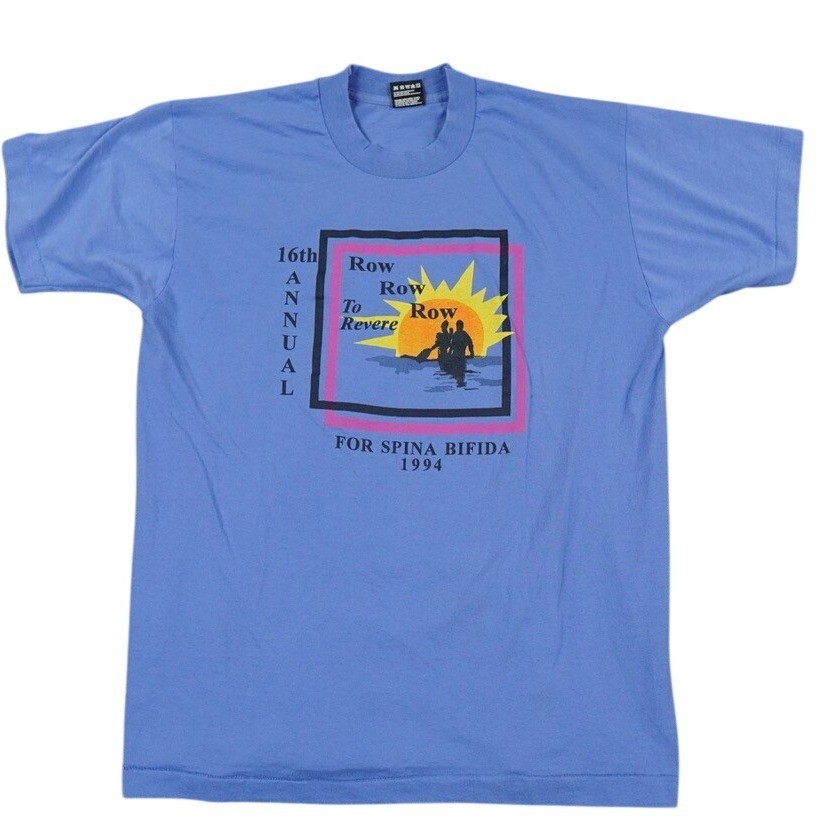 VTG Best Row Row to Revere Beach T-Shirt Men Large Blue 94 Single Stitch Graphic