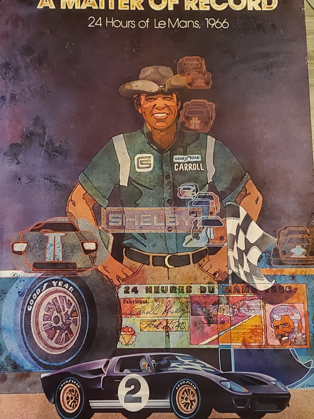 MATTER OF RECORD 24 HOURS OF LeMans 1966 CARROLL SHELBY Original Poster