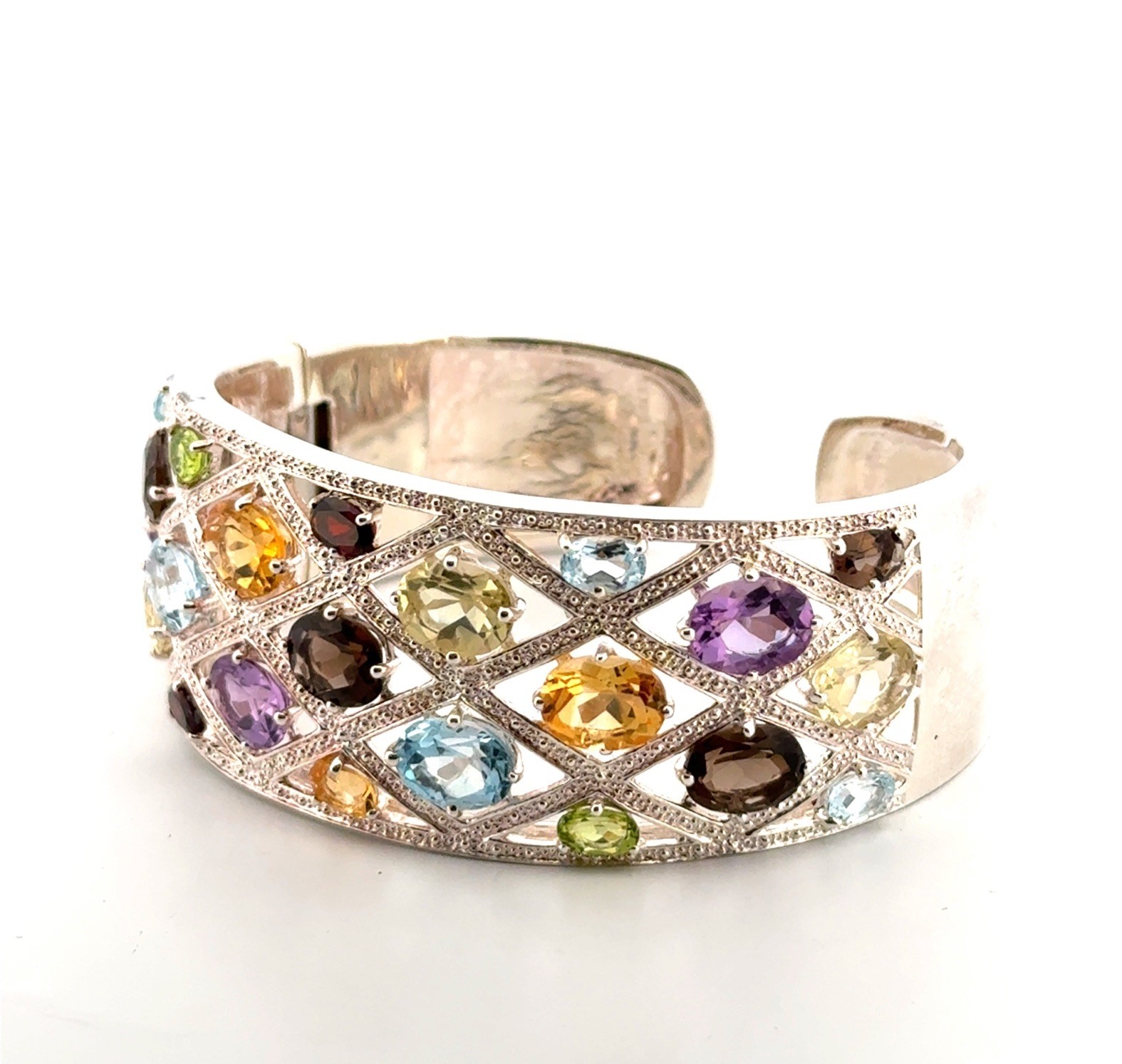7.25” Michele Albala Multi-Stone Wide Hinged Cuff Bracelet 53g 7.25” Michele Albala Multi-Stone Wide Hinged Cuff Bracelet 53g