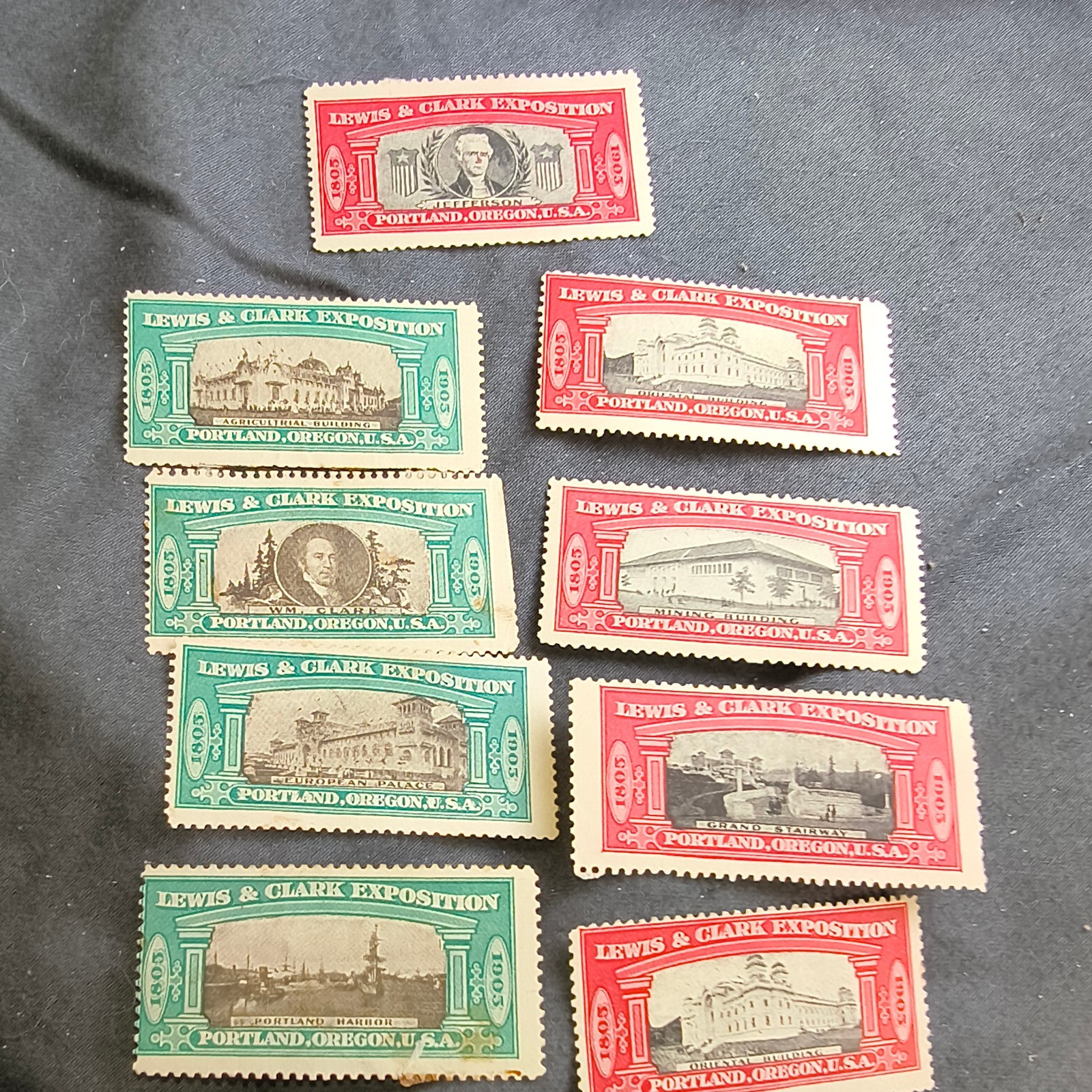 Vintage 1905 Lewis & Clark Centennial Exposition Poster Stamps Lot Portland Vintage 1905 Lewis & Clark Centennial Exposition Poster Stamps Lot Portland