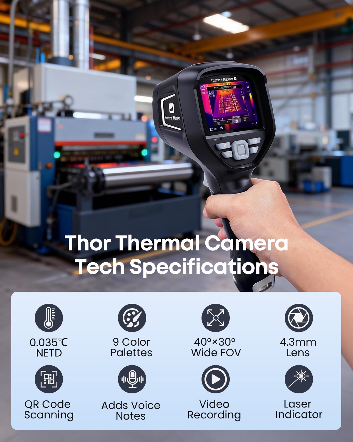 Thor001 Handheld Thermal Camera 512×384 with 2MP Visual Camera Macro Lens 35mK