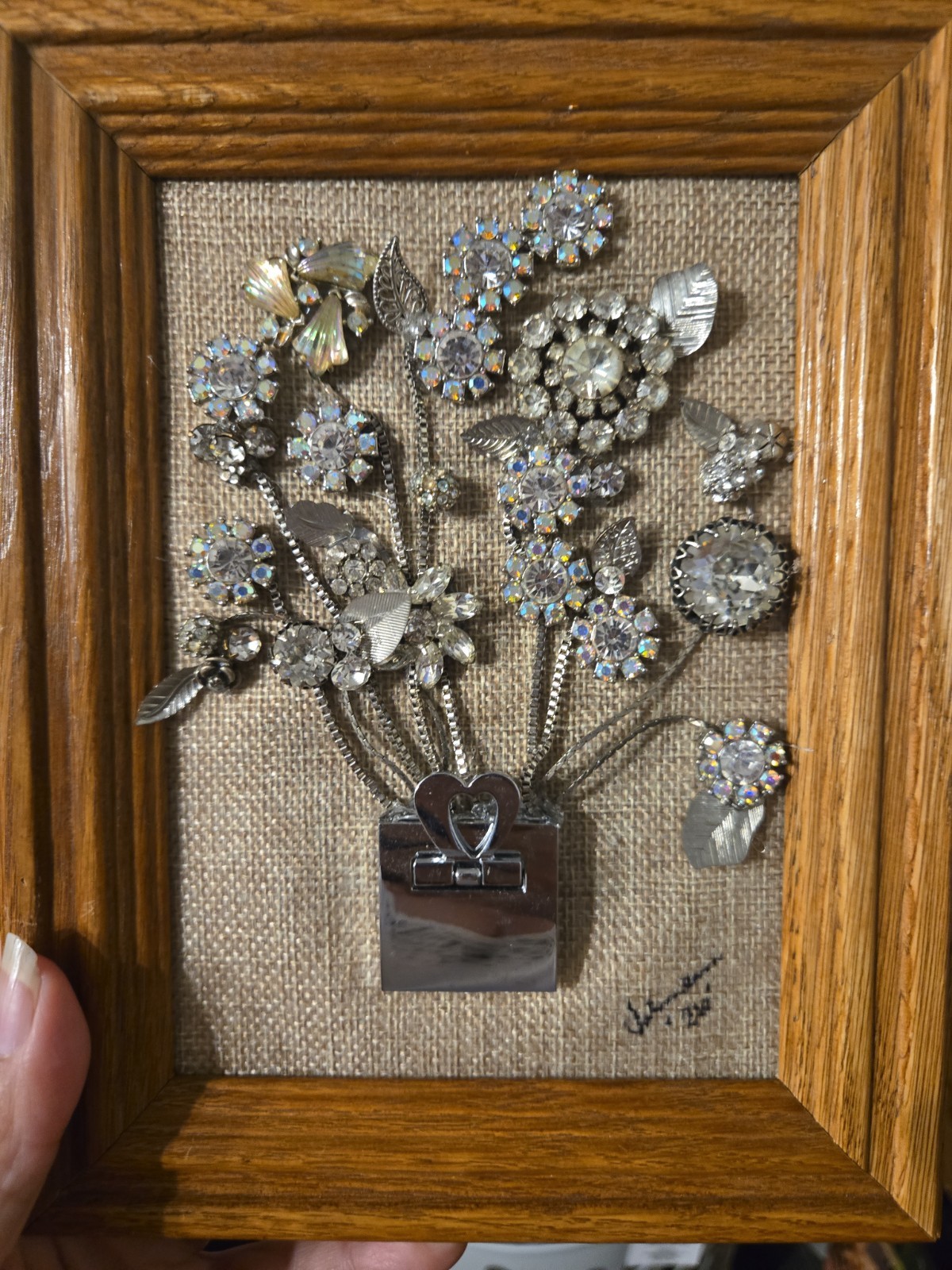 Vintage and Contemporary jewelry art framed Floral