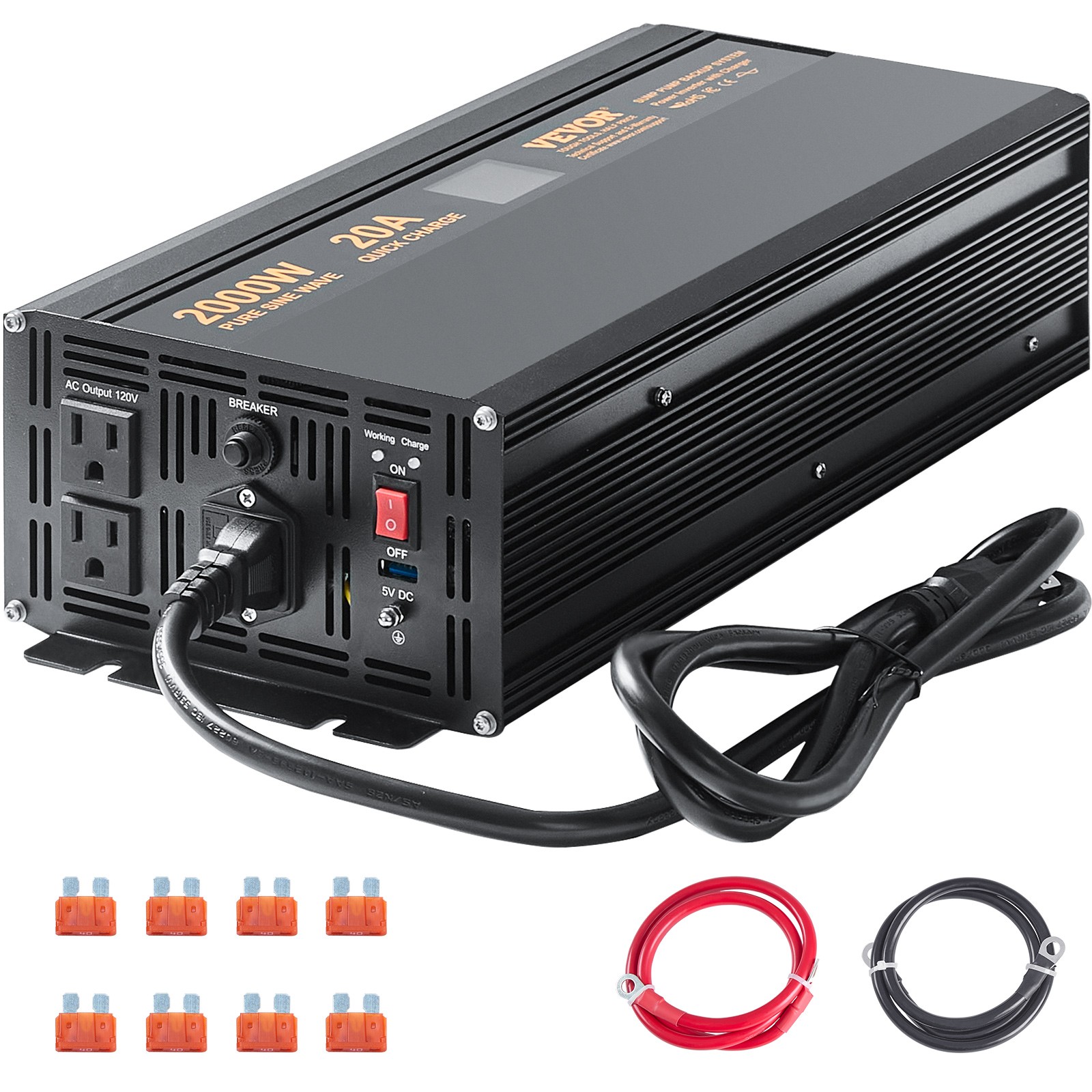 VEVOR 2000W Sump Pump Battery Backup System Inverter LCD Emergency Power Outage