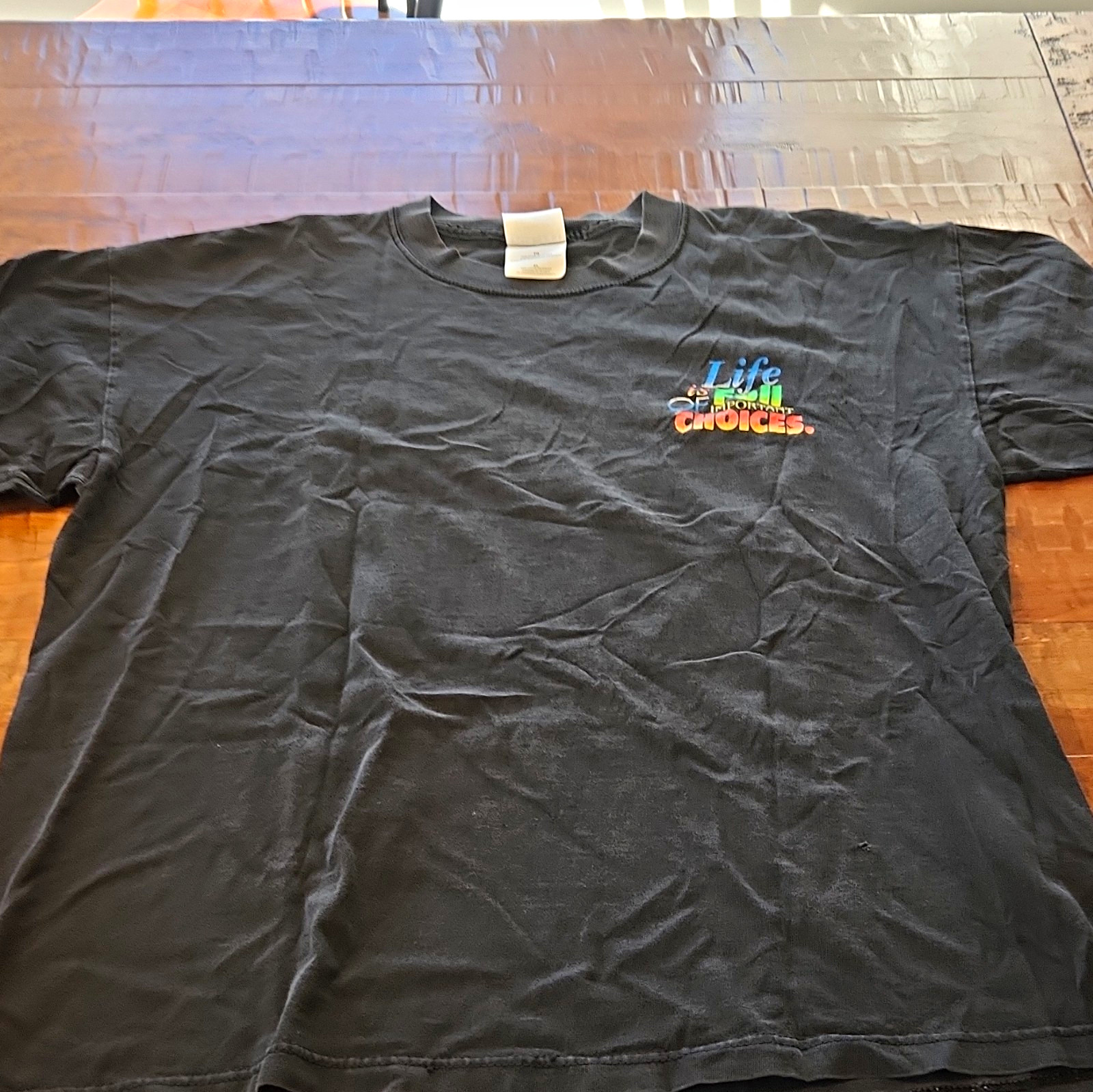 Gildan Men\'s XL Black Graphic Crew Neck Cotton T-Shirt Vintage 1990s Gildan Men\'s XL Black Graphic Crew Neck Cotton T-Shirt Vintage 1990s