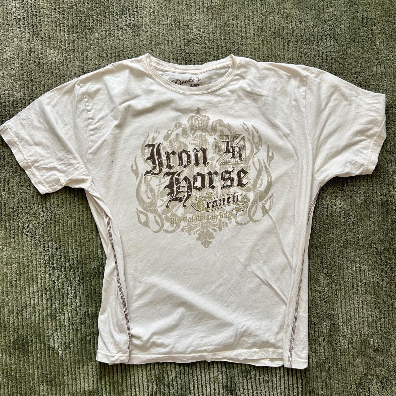 Y2K Iron Horse Ranch Brown Graphic T-Shirt - Size XL