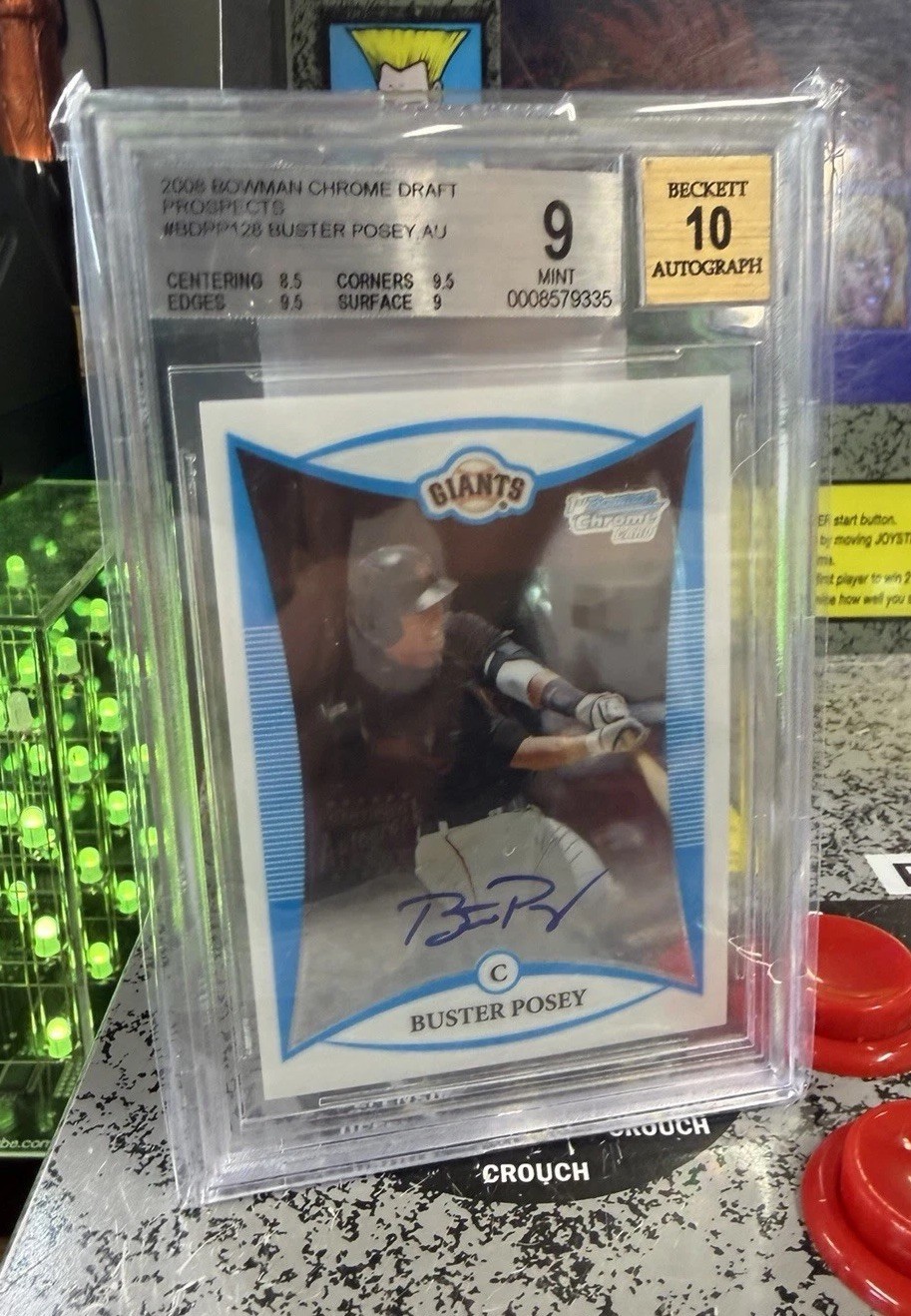 2008 Bowman Chrome Draft Buster Posey #BDPP128 Prospects RC Auto BGS 9 Auto 10
