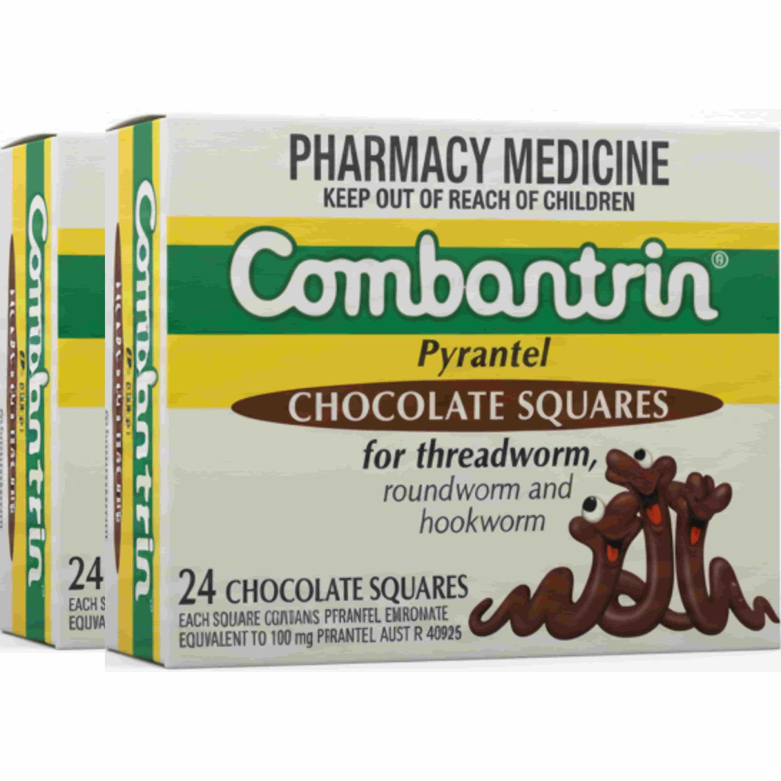 Combantrin Chocolate Squares - 2-Pack - Made in Australia - EXP: 11/2028