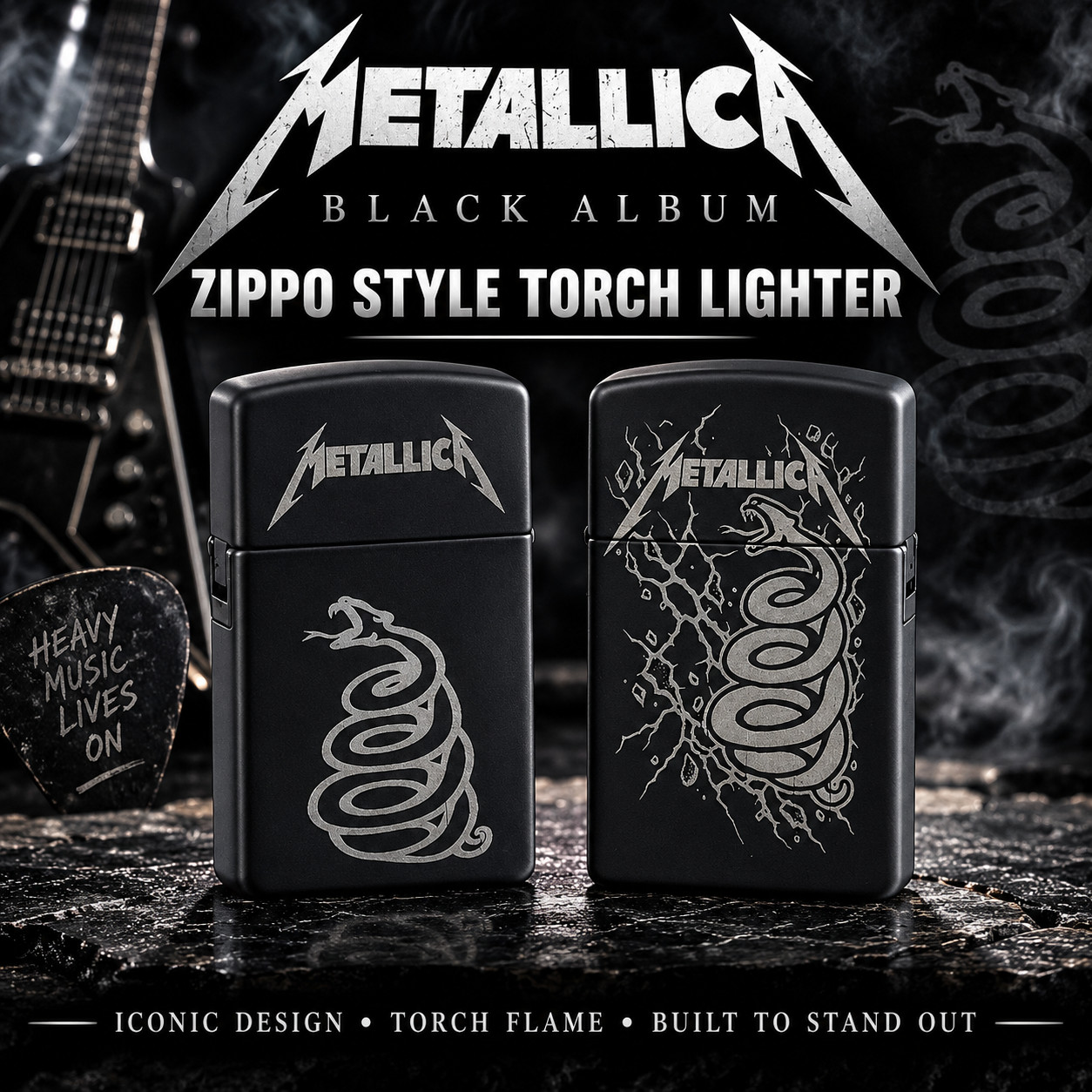 Torch Lighter - Metallica Black Album Design - one unit