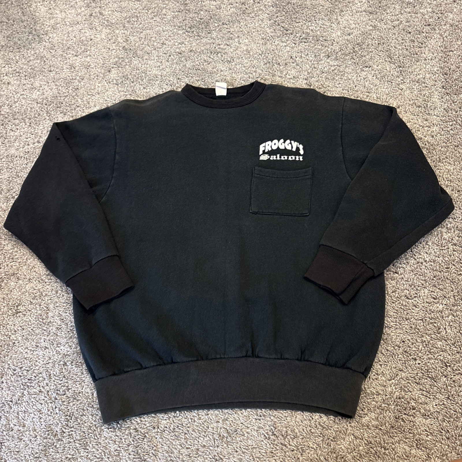 Vintage Froggy’s Saloon Daytona Beach Florida Biker XL Humor Pocket Sweatshirt