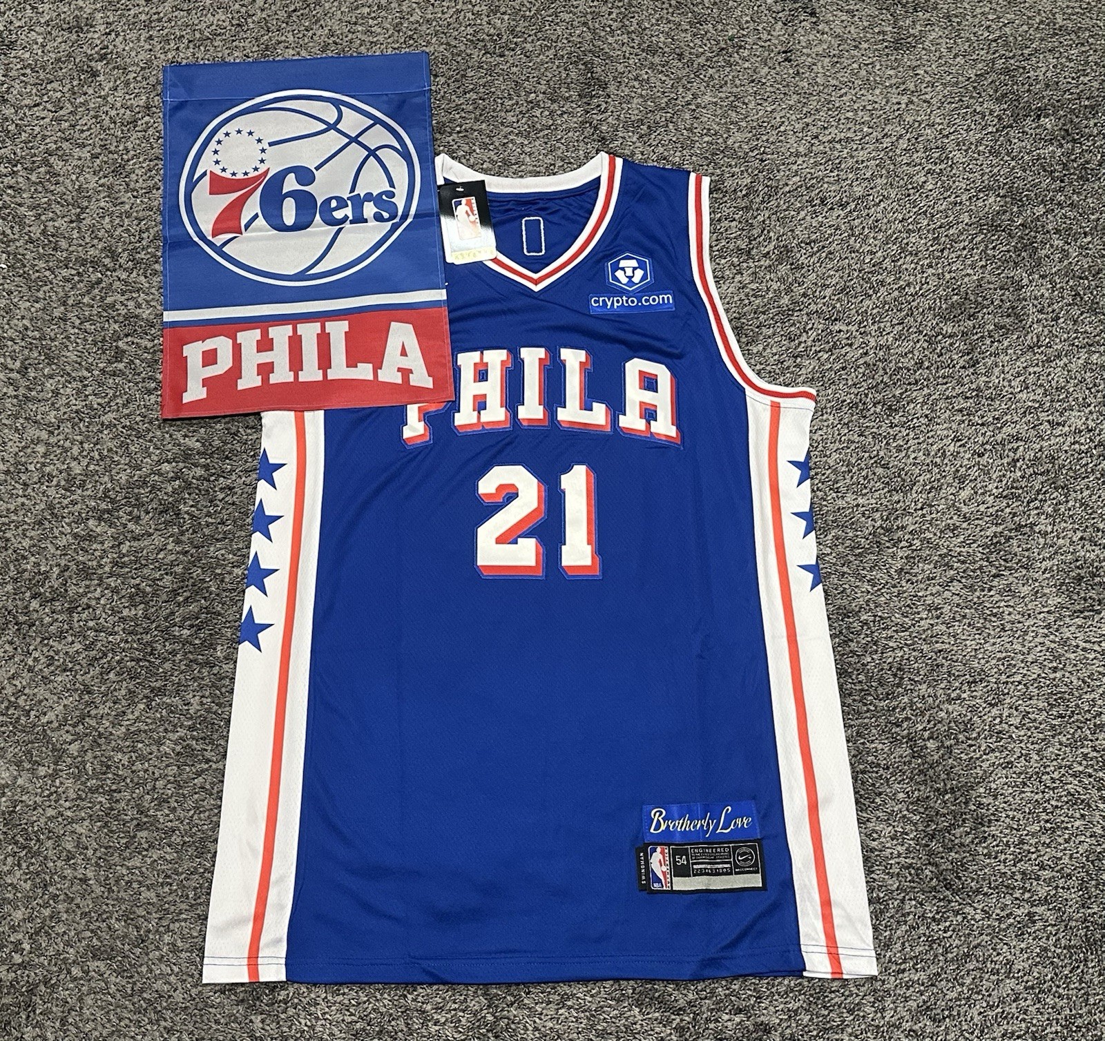 NWT Philadelphia 76ers Joel Embiid Swingman Jersey Statement Edition Lg BL combo
