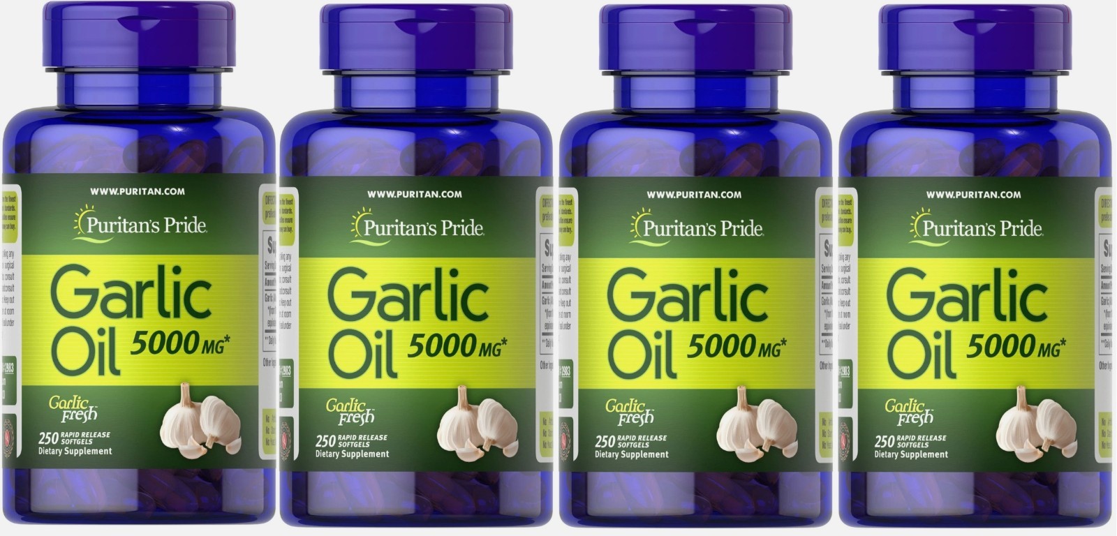 4 Puritan's Pride Garlic Oil 5000 mg - 1000 Rapid Release Softgels 11/2027