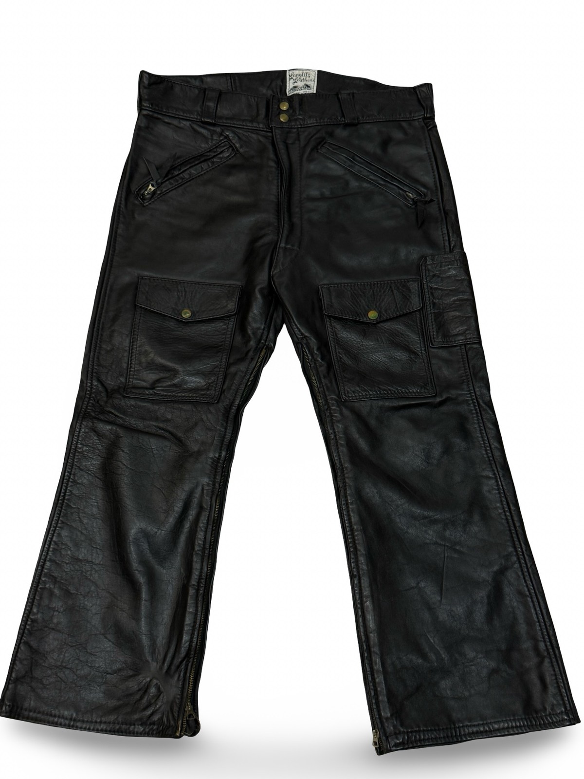 Vintage Langlitz Portland Oregon Black Leather Motorcycle Pants 38\