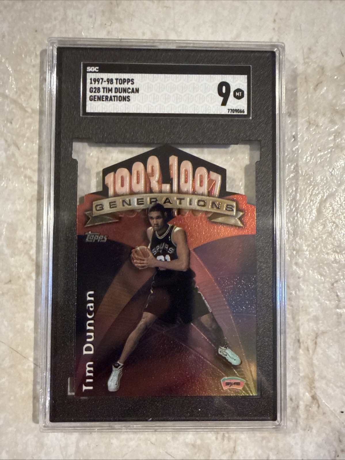 TIM DUNCAN 1997-98 Topps Generations #G28 San Antonio Spurs Rookie RC Sgc 9 Mint