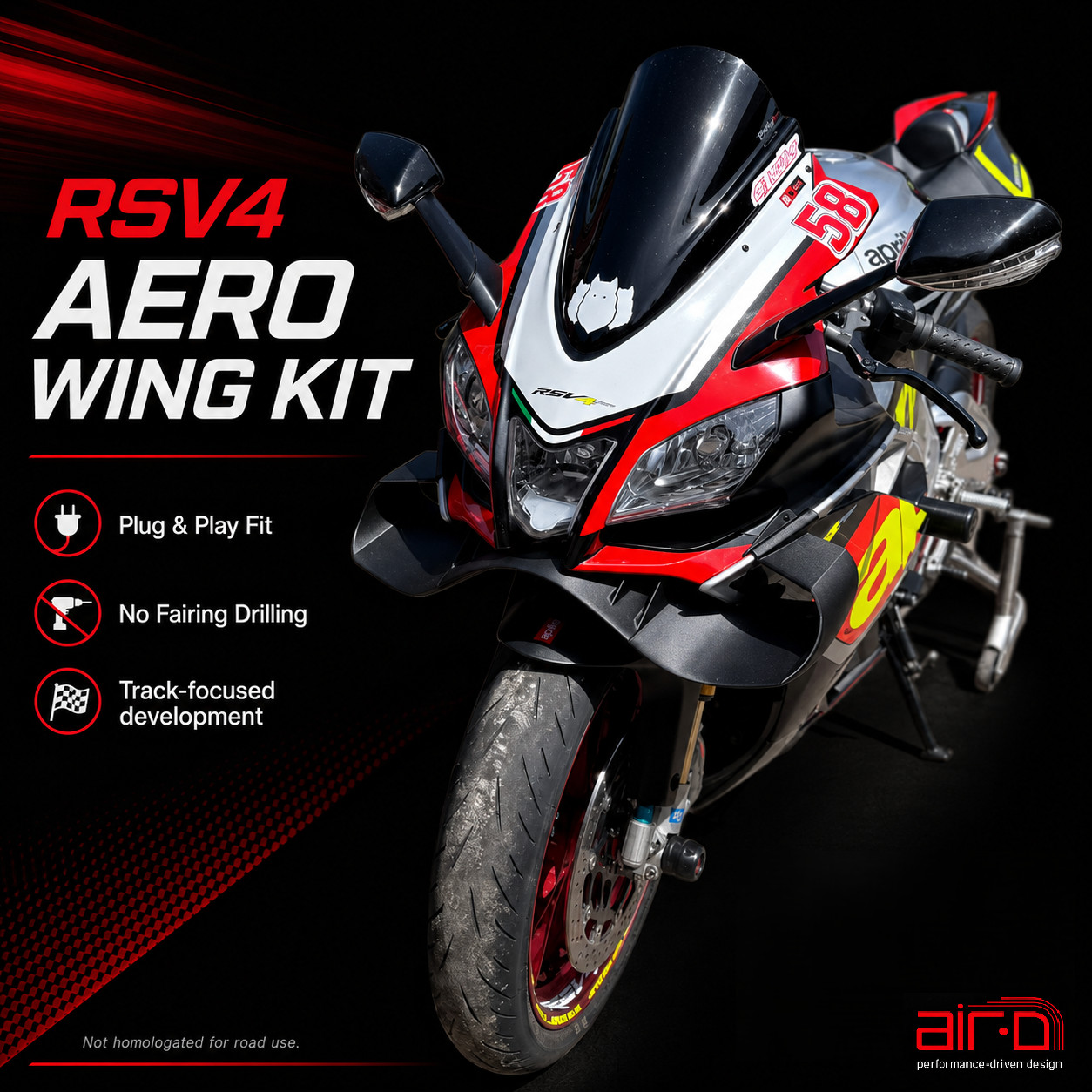 Aprilia RSV4 2015-2020 Winglet Upgrade airD Plug&play Wing Kit