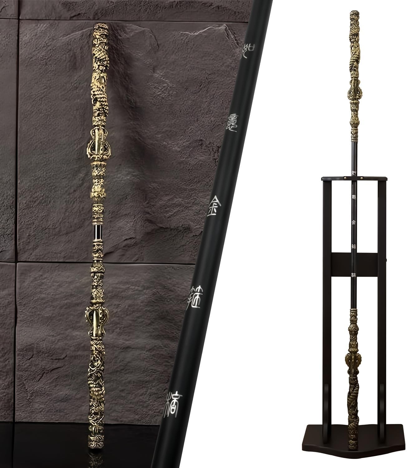 71 inch Long Black Myth Wukong Staff, Retractable, PU Material & Alloy
