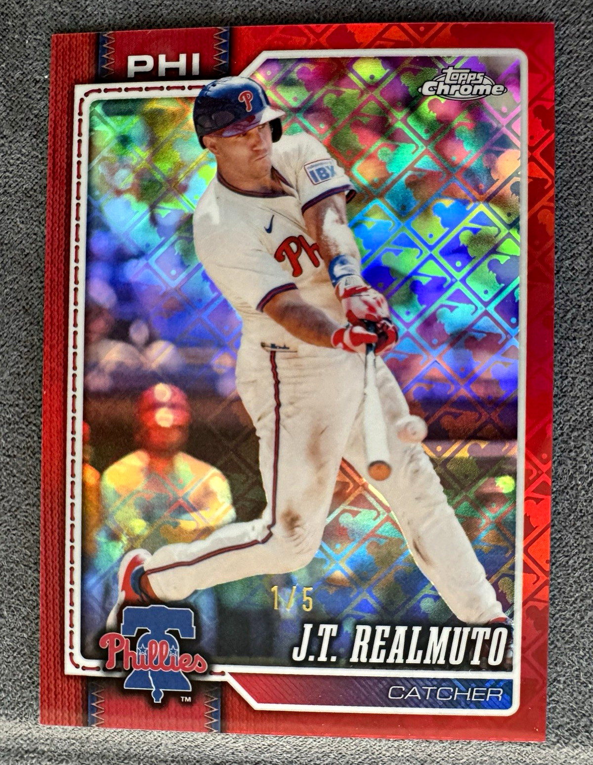 2026 Topps Chrome Logofractor J.T. Realmuto Red 1/5 #233 Philadelphia Phillies