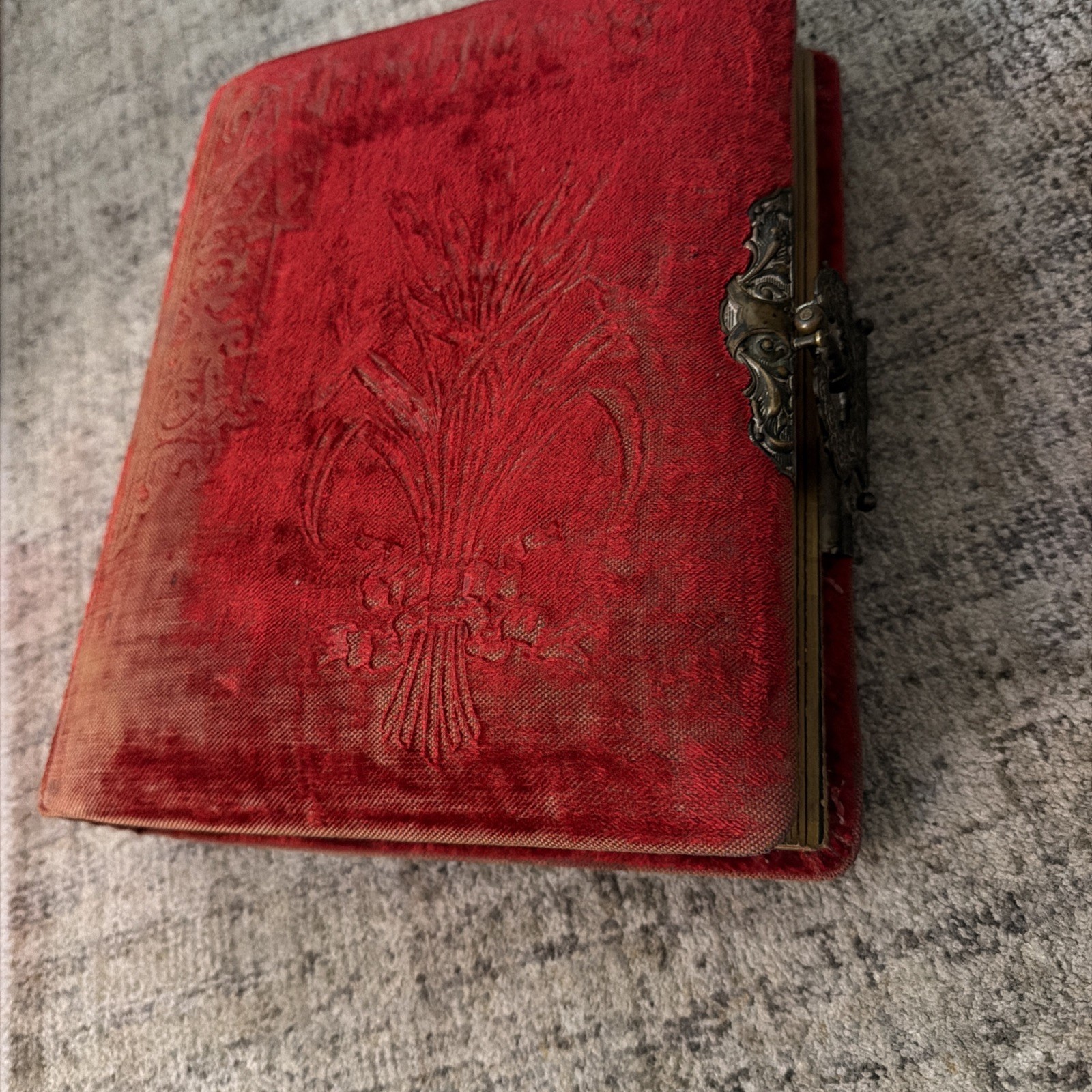 Antique Velvet Photo Album With Metal Clasp Including Photos Antique Velvet Photo Album With Metal Clasp Including Photos