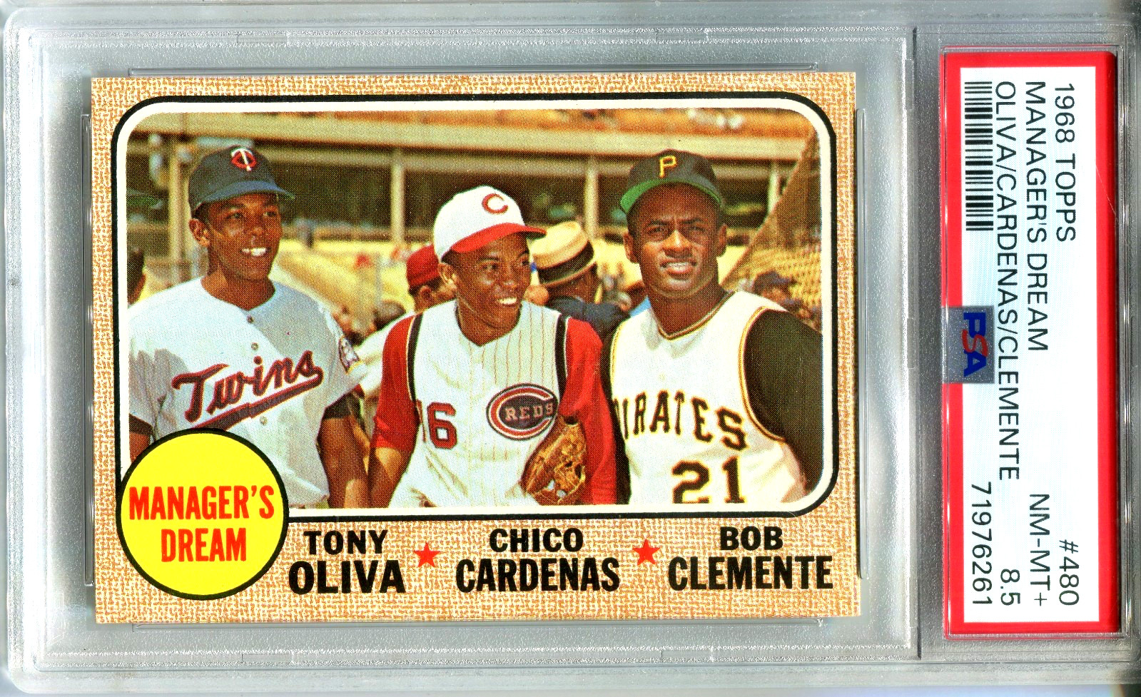 1968 Topps 480 MANAGER'S DREAM Oliva/Cardenas/Clemente PSA 8.5 NM-MT+ 9 HIGH END