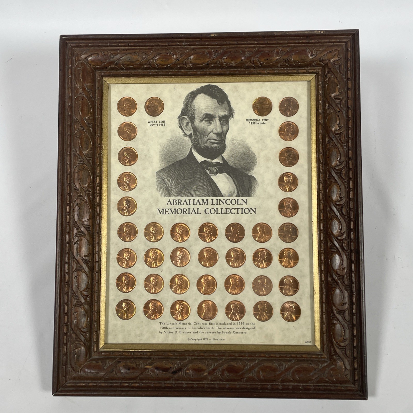 Lincoln Memorial Cent~Vintage Framed Collection Set (1959-1976)