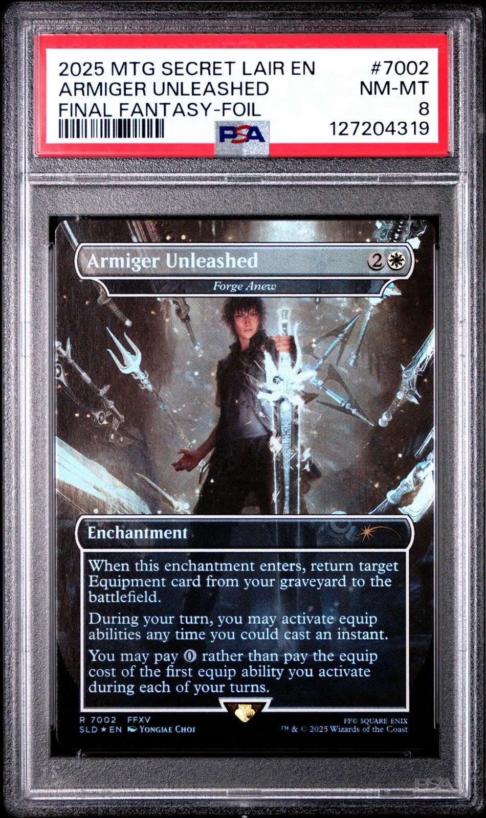 PSA 8 Armiger Unleashed Forge Anew Foil Secret Lair Final Fantasy 7002 MTG PSA 8 Armiger Unleashed Forge Anew Foil Secret Lair Final Fantasy 7002 MTG