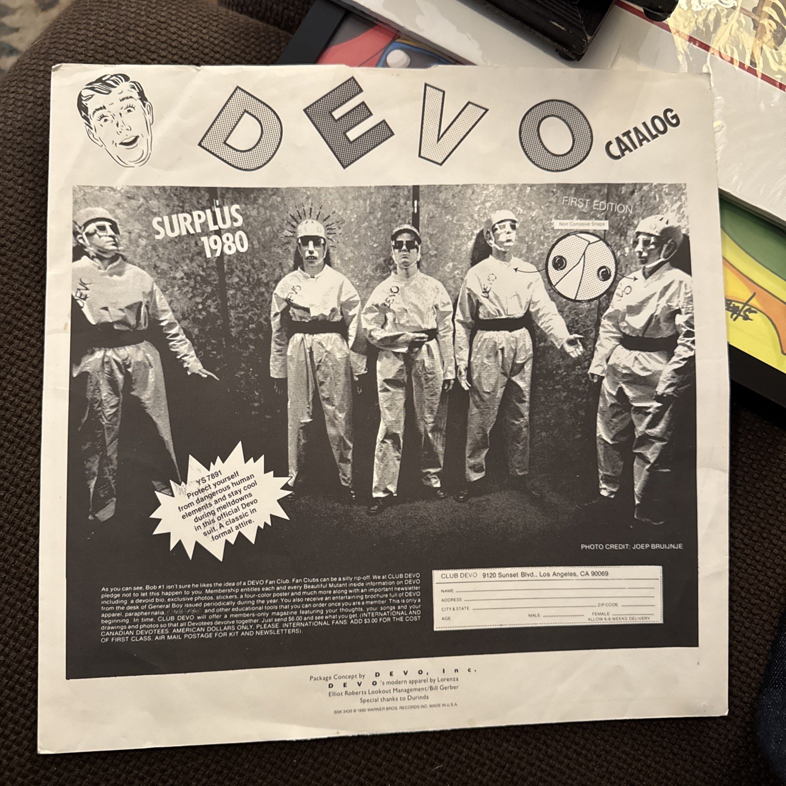 Devo Record Insert Fan Club Catalog Surplus 1980 First Edition Devo Record Insert Fan Club Catalog Surplus 1980 First Edition
