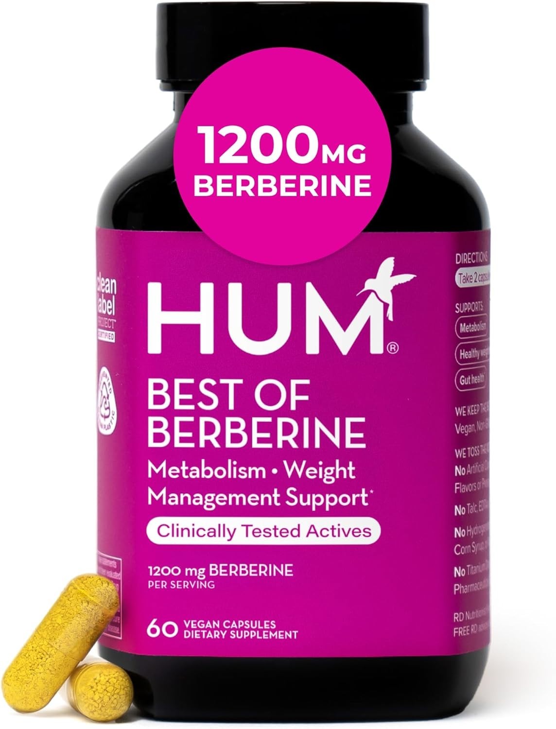 HUM Best of Berberine Supplement 1200mg EXP :12/2028 (60 Capsules)