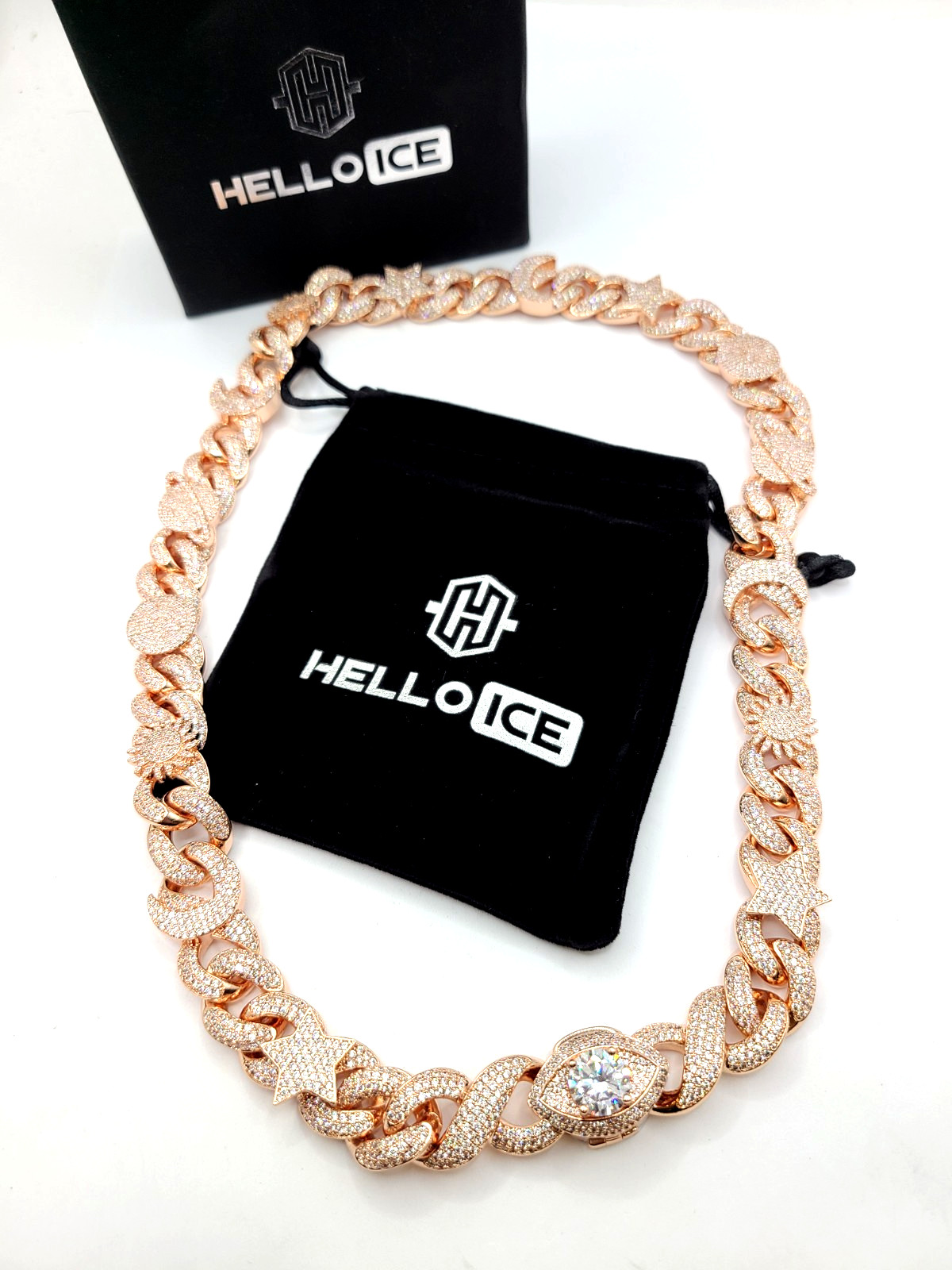 Helloice Iced Devil Eye Various Planets Cuban Chain 26\