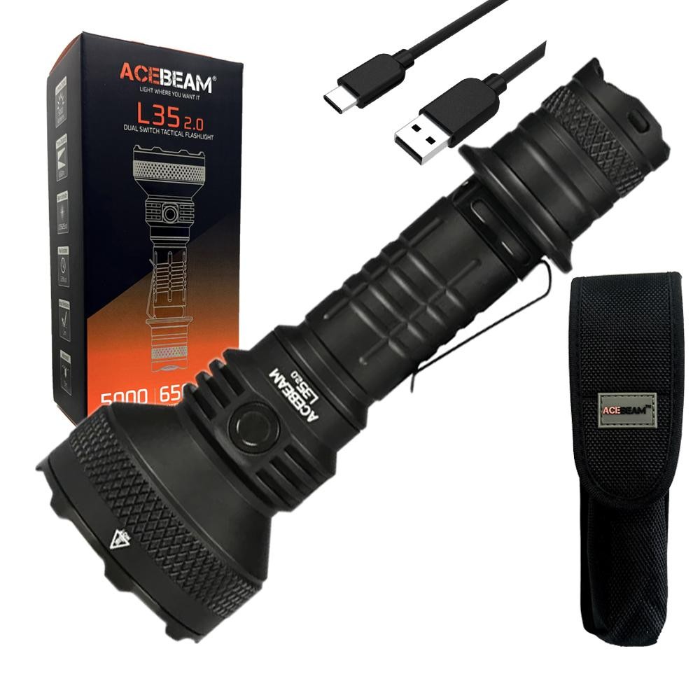 Acebeam L35 2.0 Tactical Flashlight Black CREE XHP70.3 HI LED w/battery