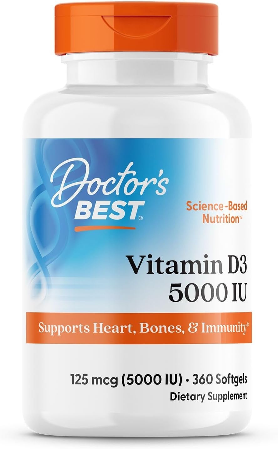 Doctor's Best Vitamin D3 5000 IU 360 Softgel, support immunity & bone health