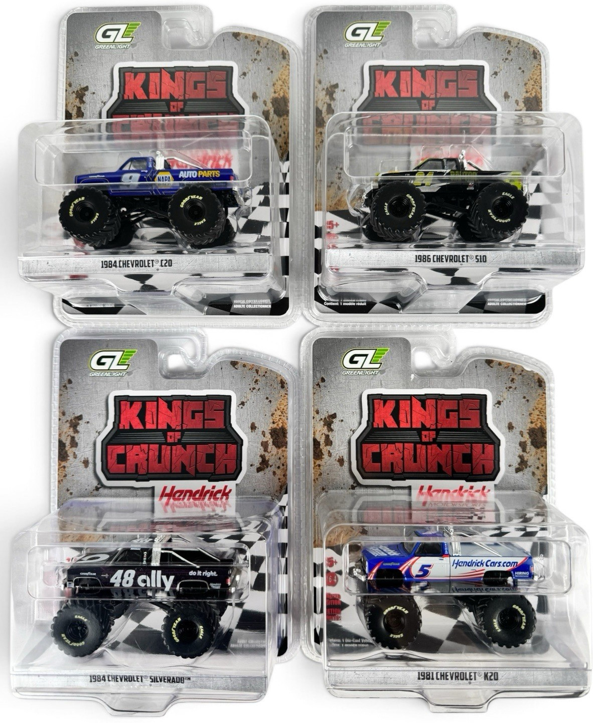 Greenlight Kings of Crunch Hendrick Motorsports Chevrolet Trucks - Complete Set