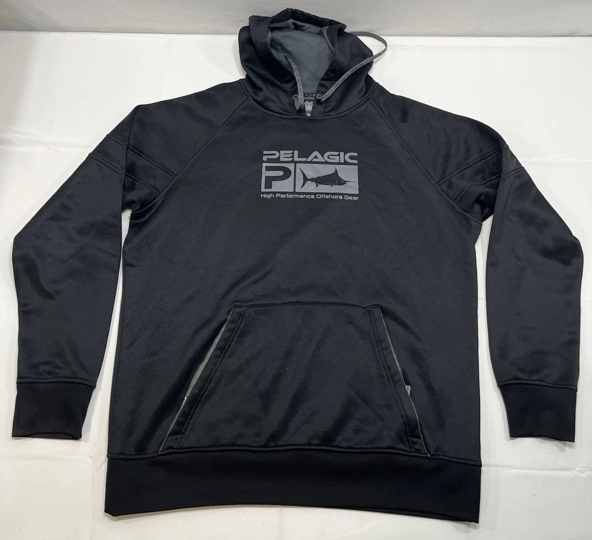 Pelagic Hoodie Sweatshirt Mens Large Black Pullover Graphic Fishing Polyester Pelagic Hoodie Sweatshirt Mens Large Black Pullover Graphic Fishing Polyester