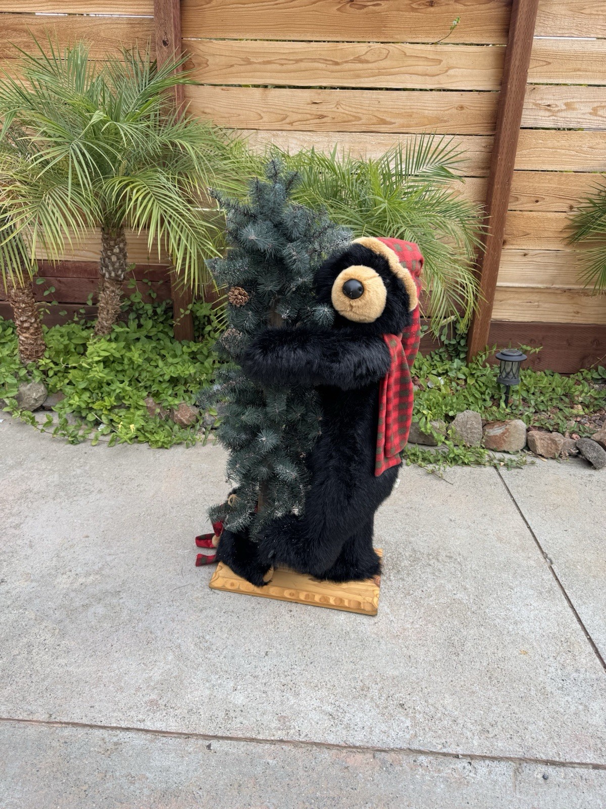 VTG Dan Dee 43” Black Bear & Cub Hugging Christmas Tree Holiday Decor Hat/Scarf VTG Dan Dee 43” Black Bear & Cub Hugging Christmas Tree Holiday Decor Hat/Scarf