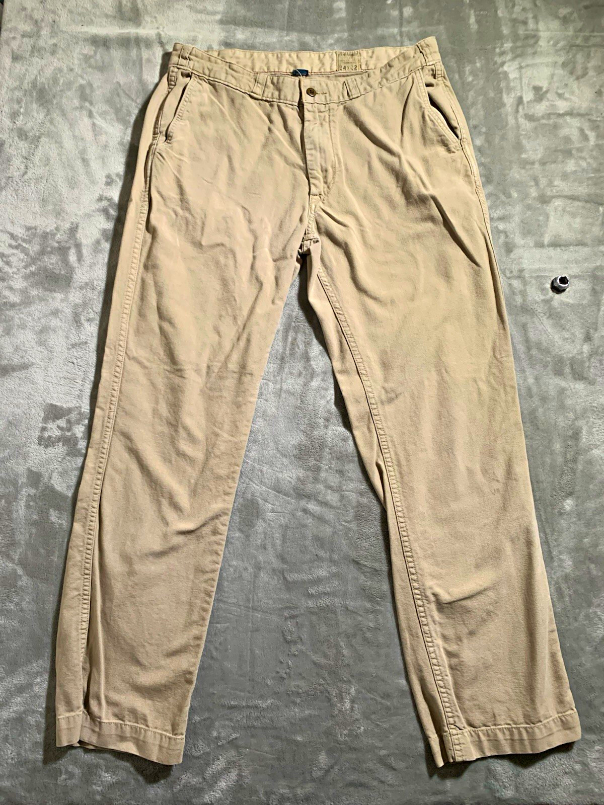 VTG 80s 90s Polo Ralph Lauren Beige Canvas Pants Dry Goods Talon Flat Front EUC