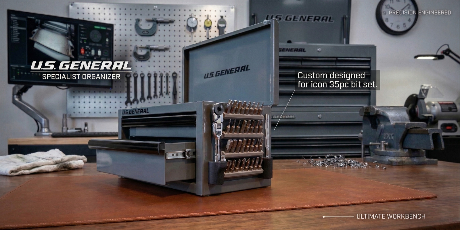 ICON 35 pc. bit set organizer tray - sticks to ALL brands of mini tool boxes
