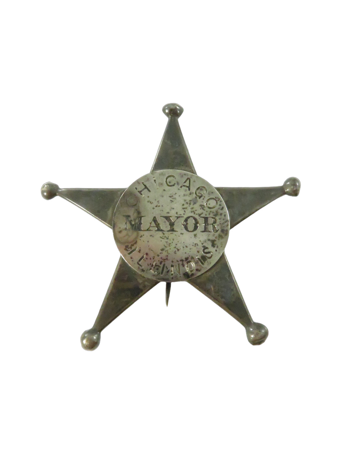 Antique c1890 Chicago Mayor Obsolete 5-Point Star Badge Historic 3