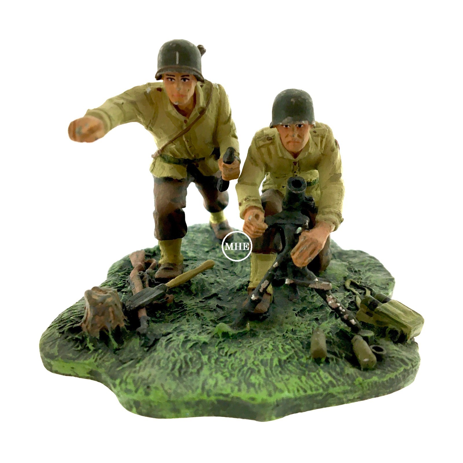 1:30 W. Britain Britains Metal WWII US Army Mortar Team Firing Set - WWII 82/83