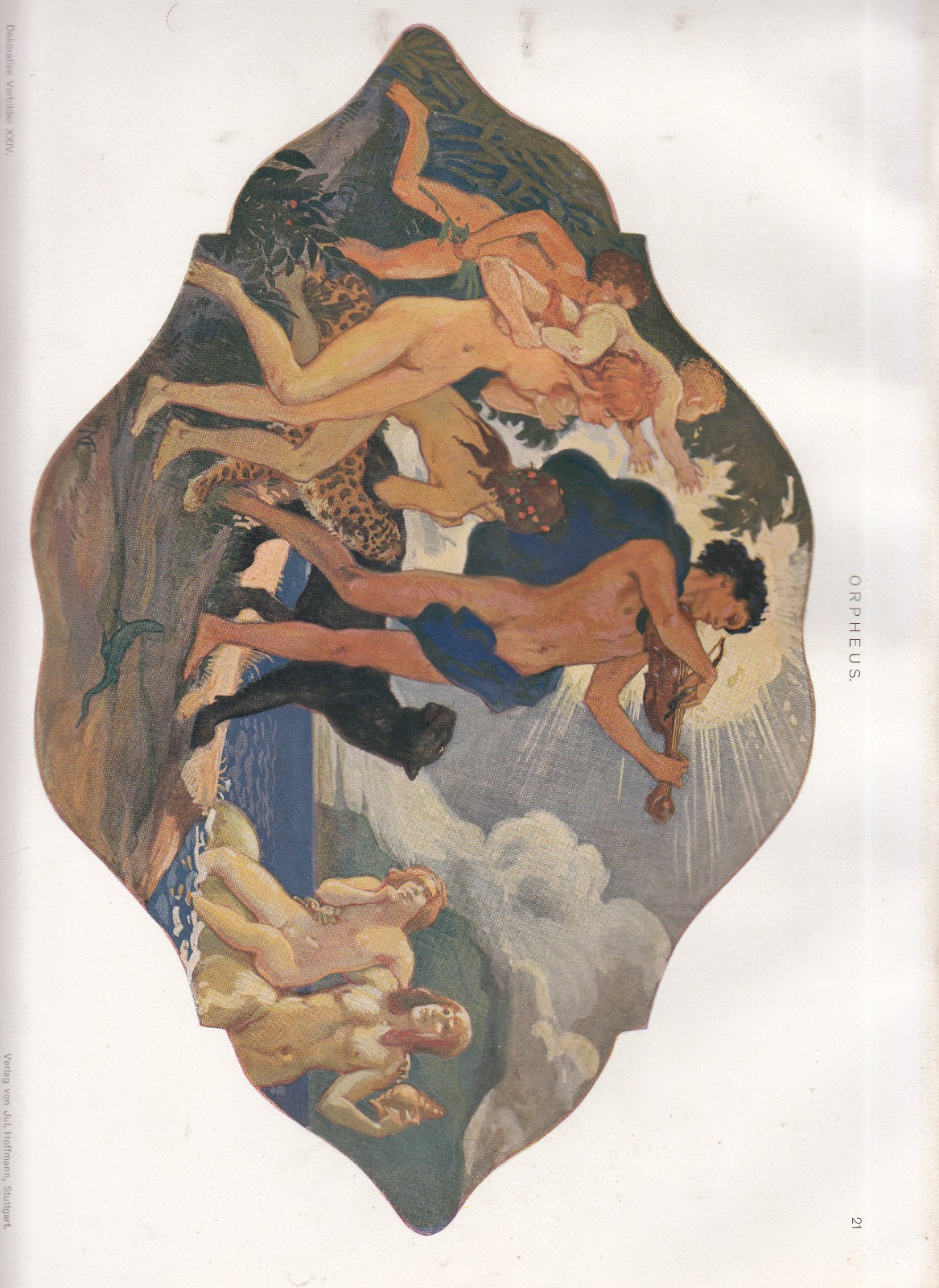 1924 Antique Art Deco Mythology Orpheus Print Journal Decoration 1924 Antique Art Deco Mythology Orpheus Print Journal Decoration