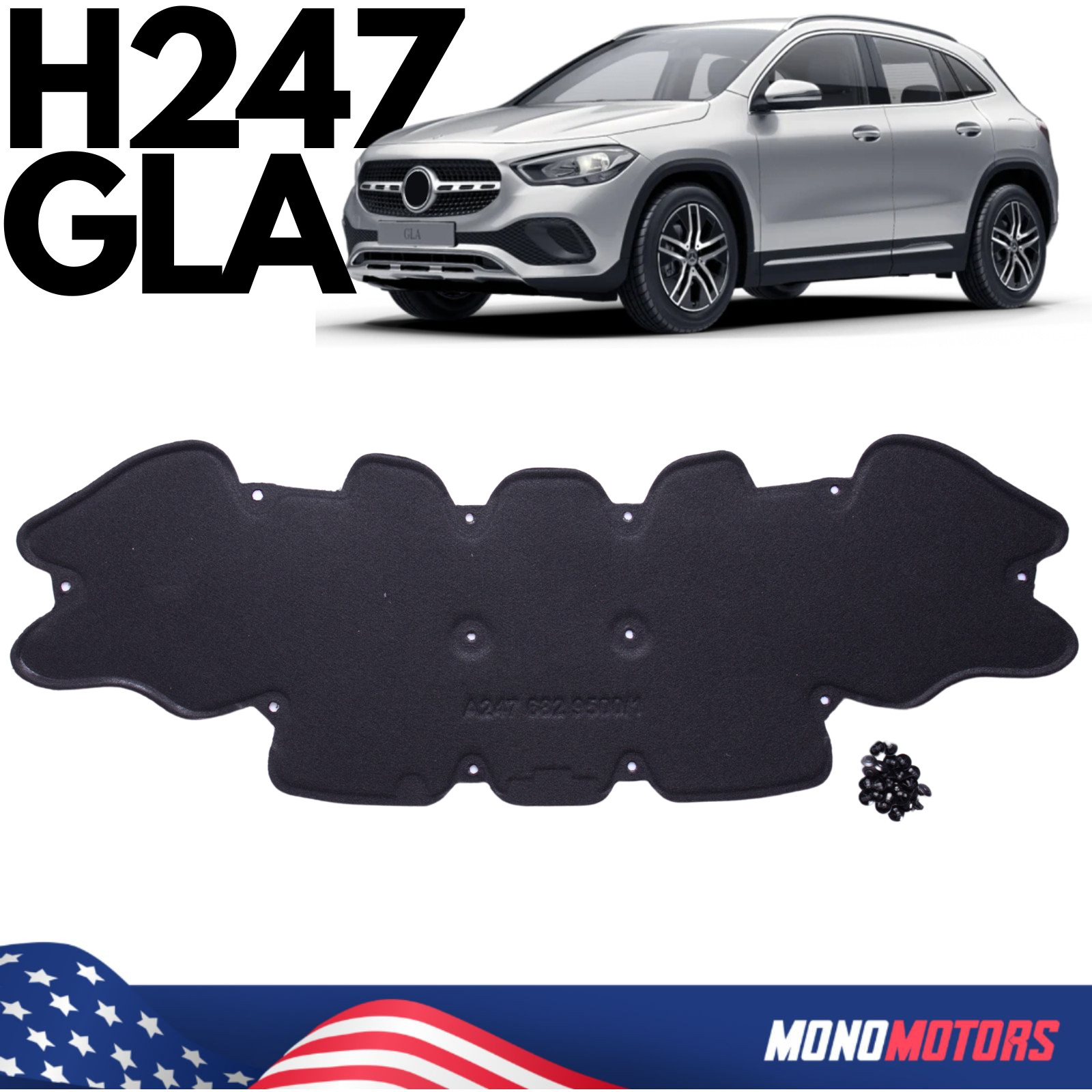 HOOD LINER PANEL FOR MERCEDES-BENZ H247 GLA SOUNDPROOFING UNDERLAY COWL DAMPING