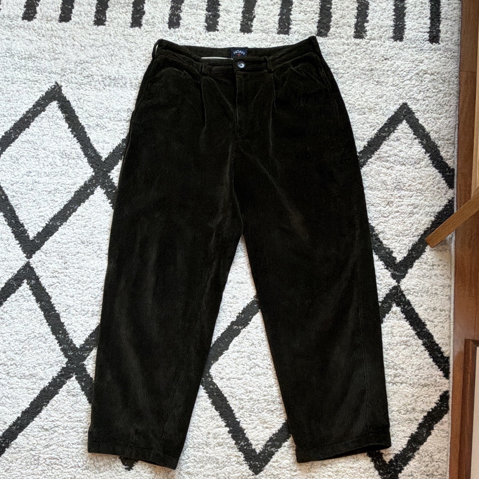 Noah NYC Double Pleated Corduroy Pants 34x30 Dark Green Brisbane Moss