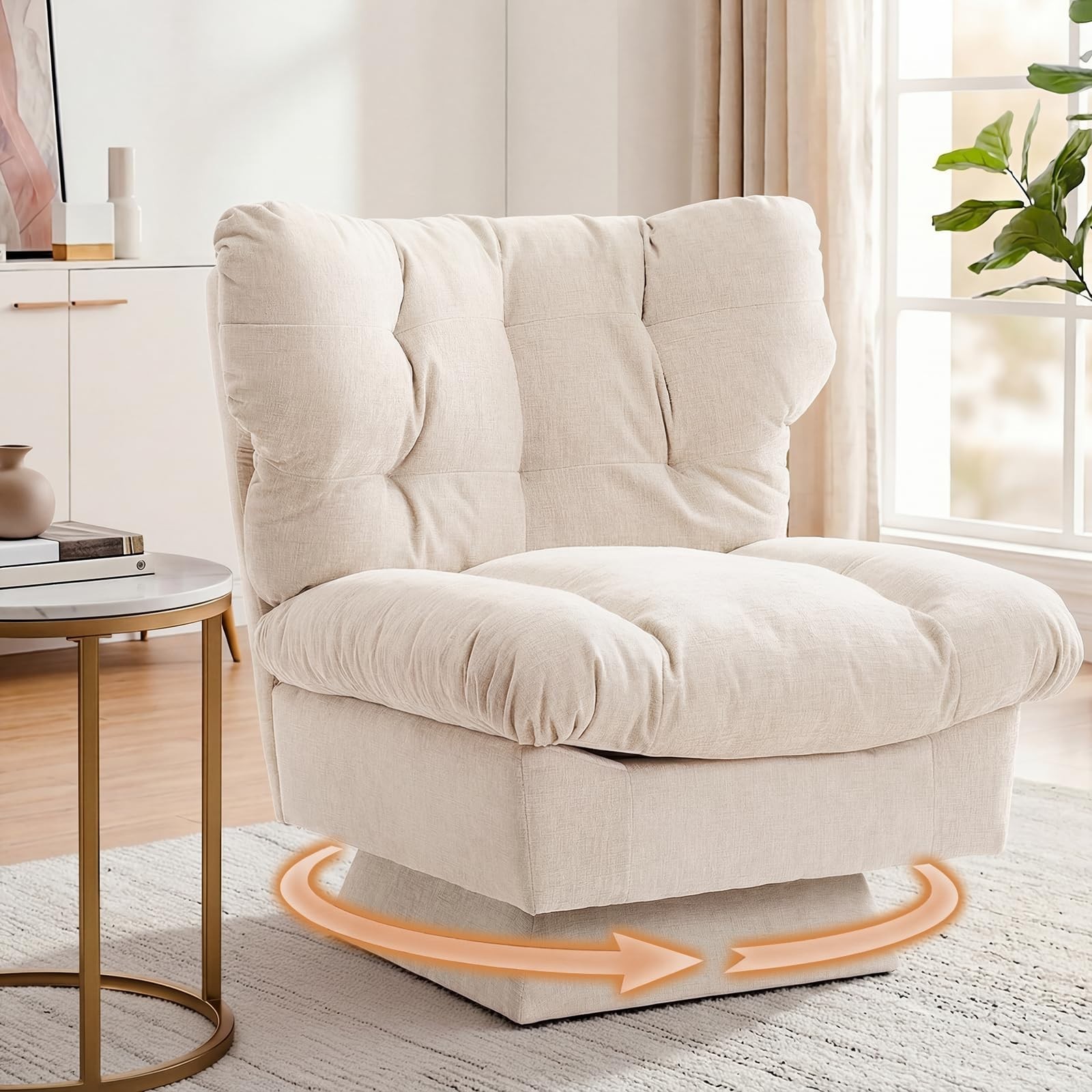 360° Swivel Accent Chair, Modern Comfy Sofa Chair with Oversized Base, 300lbs