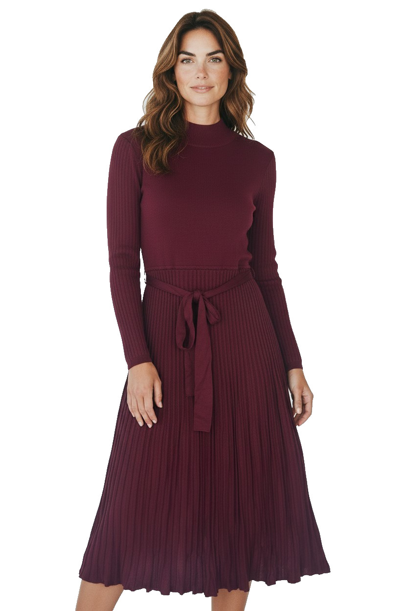 Sandra Darren Sweater Dress XL Burgundy Long Sleeve Belted NWT Sandra Darren Sweater Dress XL Burgundy Long Sleeve Belted NWT