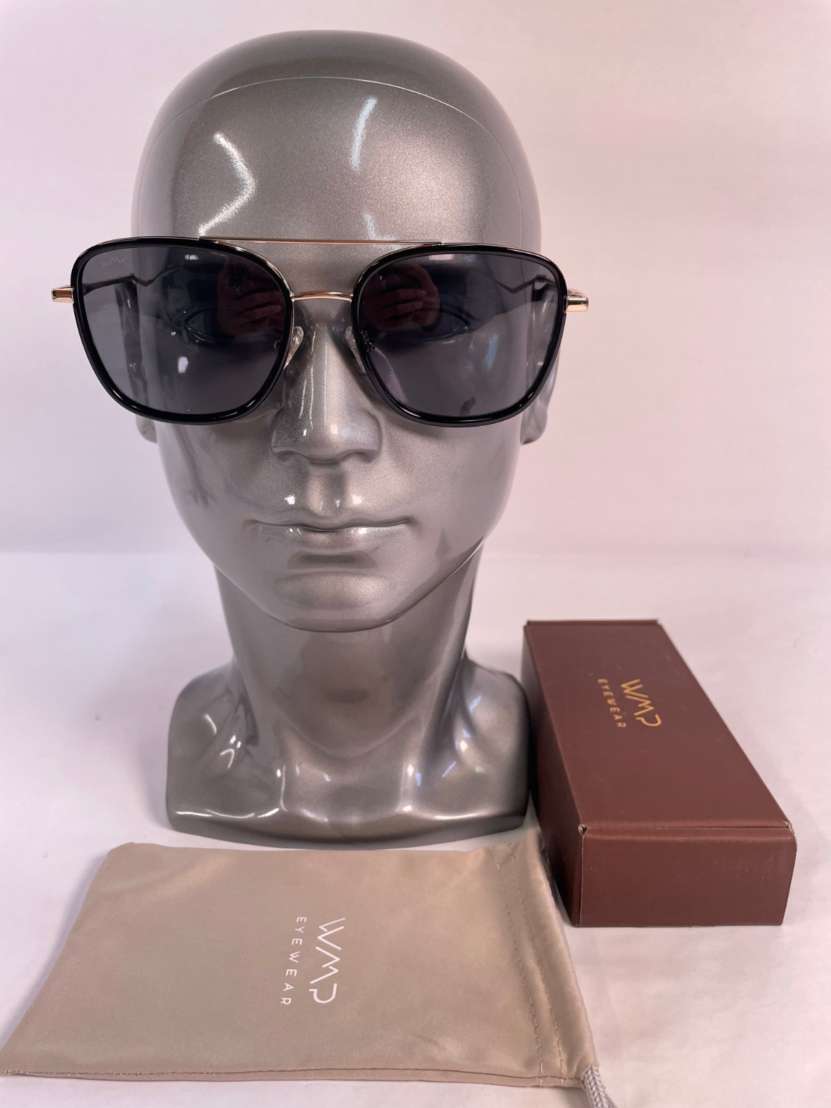 WMP GIA Black Sunglasses W 54-19-138 Black  Polarized Lenses