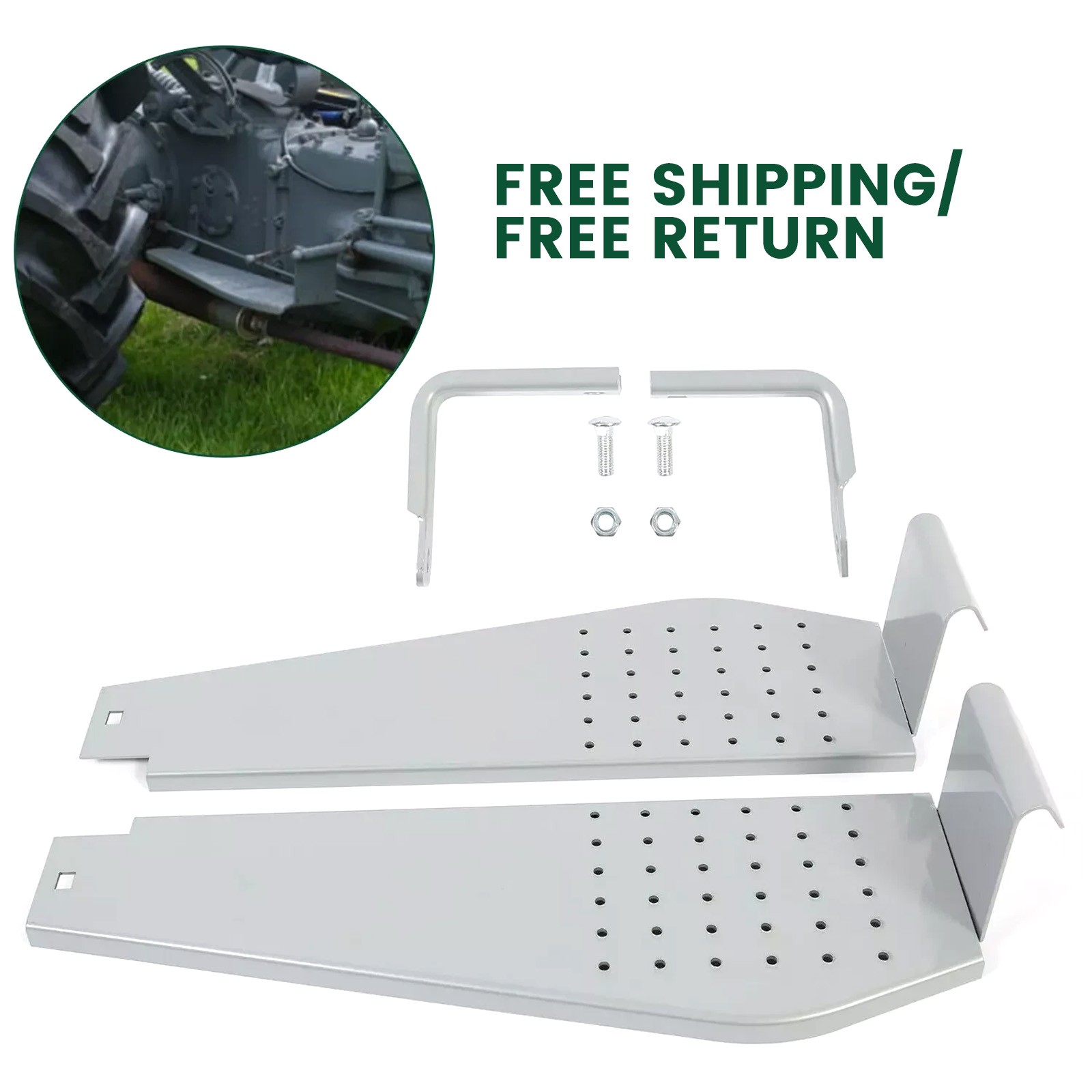Fits Ford Tractor 2N 9N Steel Step Plate Running Boards LH & RH with Brackets