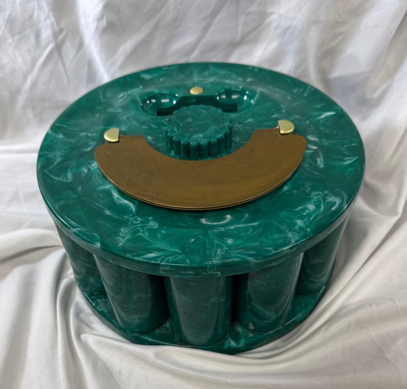VINTAGE Turnit Green Marble Plastic Poker Chip Caddy Holder (see description) VINTAGE Turnit Green Marble Plastic Poker Chip Caddy Holder (see description)