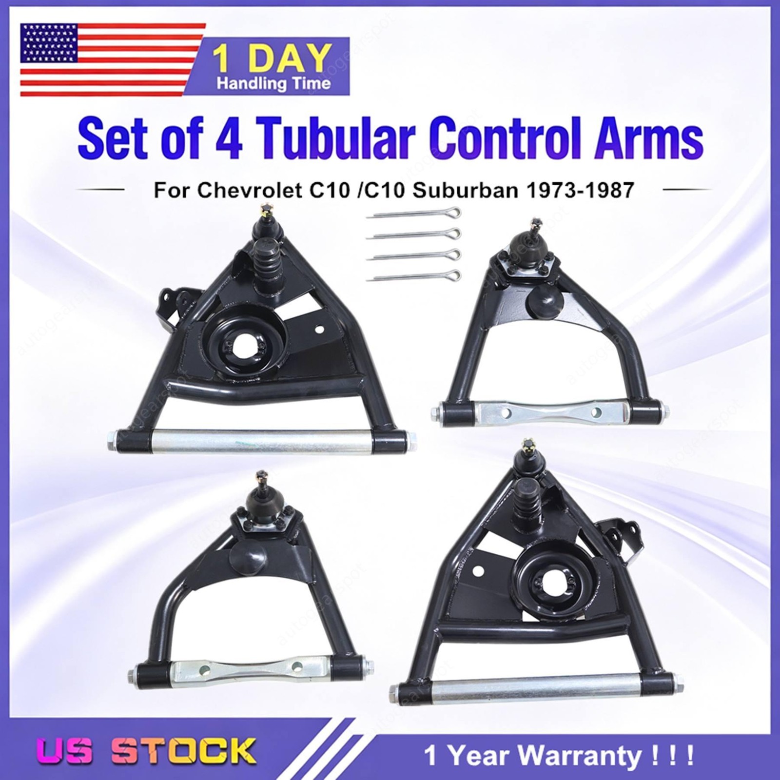 Tubular Control Arms Set Of 4 For Chevrolet C10 1973-1987 Upper And Lower