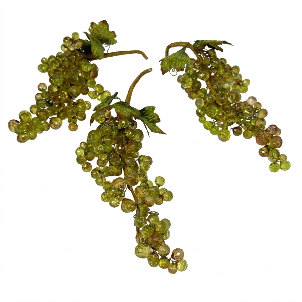 Vintage MCM Green Faceted Grape Clusters Set of 3 Mid Century Modern Decor