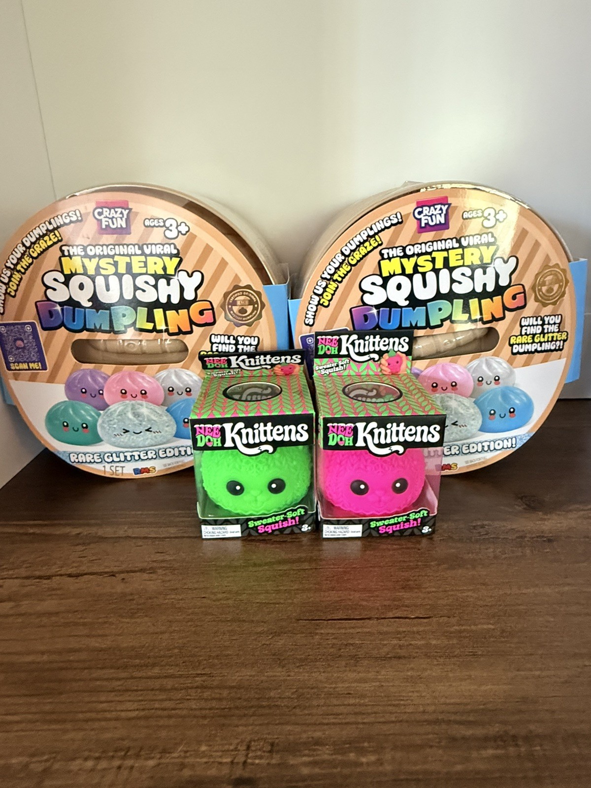 SET OF 2 XL RMS Jumbo 7” Dumpling RARE GLITTER EDITION and 2 NEEDOH KNITTENS 