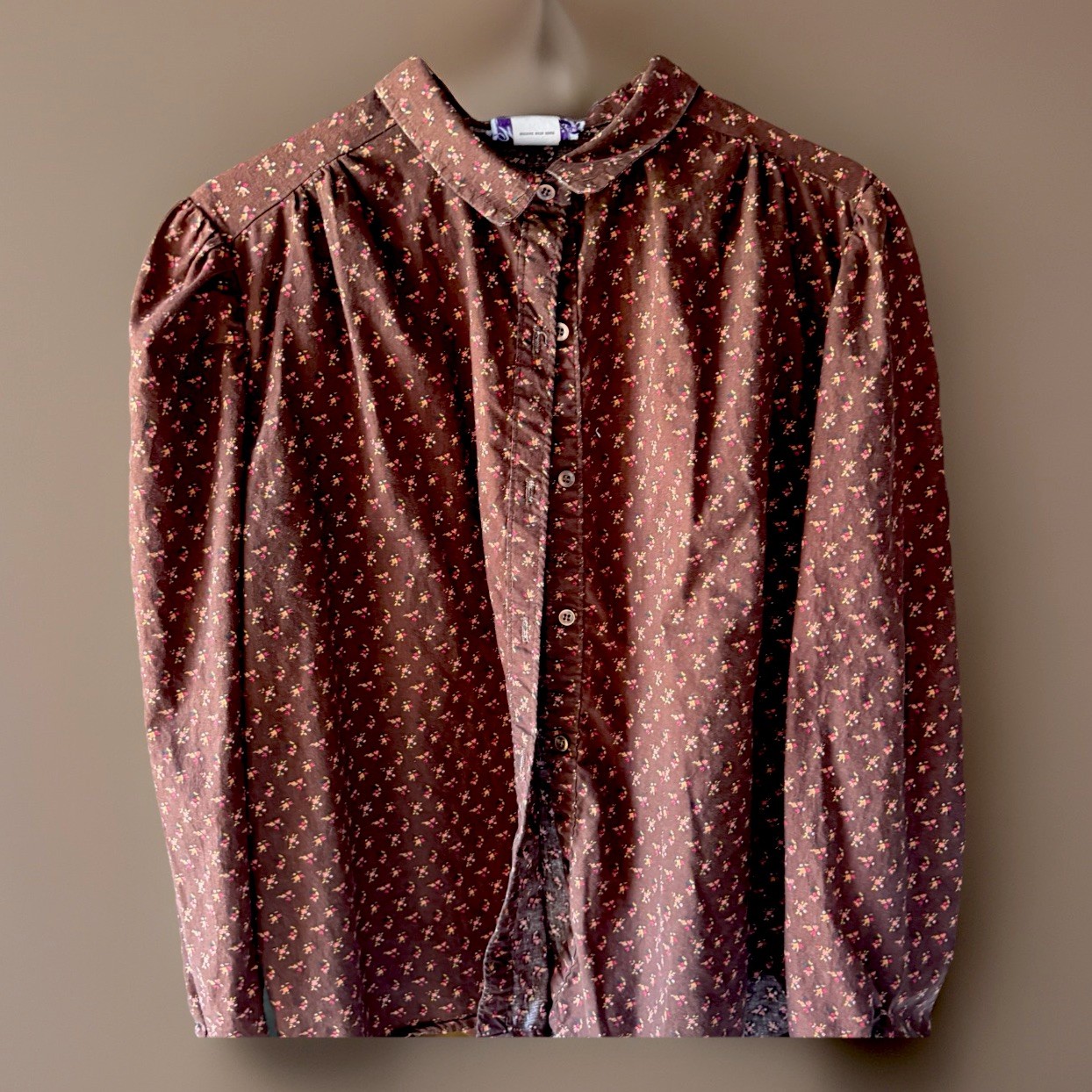 Wild Iris Brand 1970’s blouse Long Sleeve brown XL LIttle House On Prairie Style