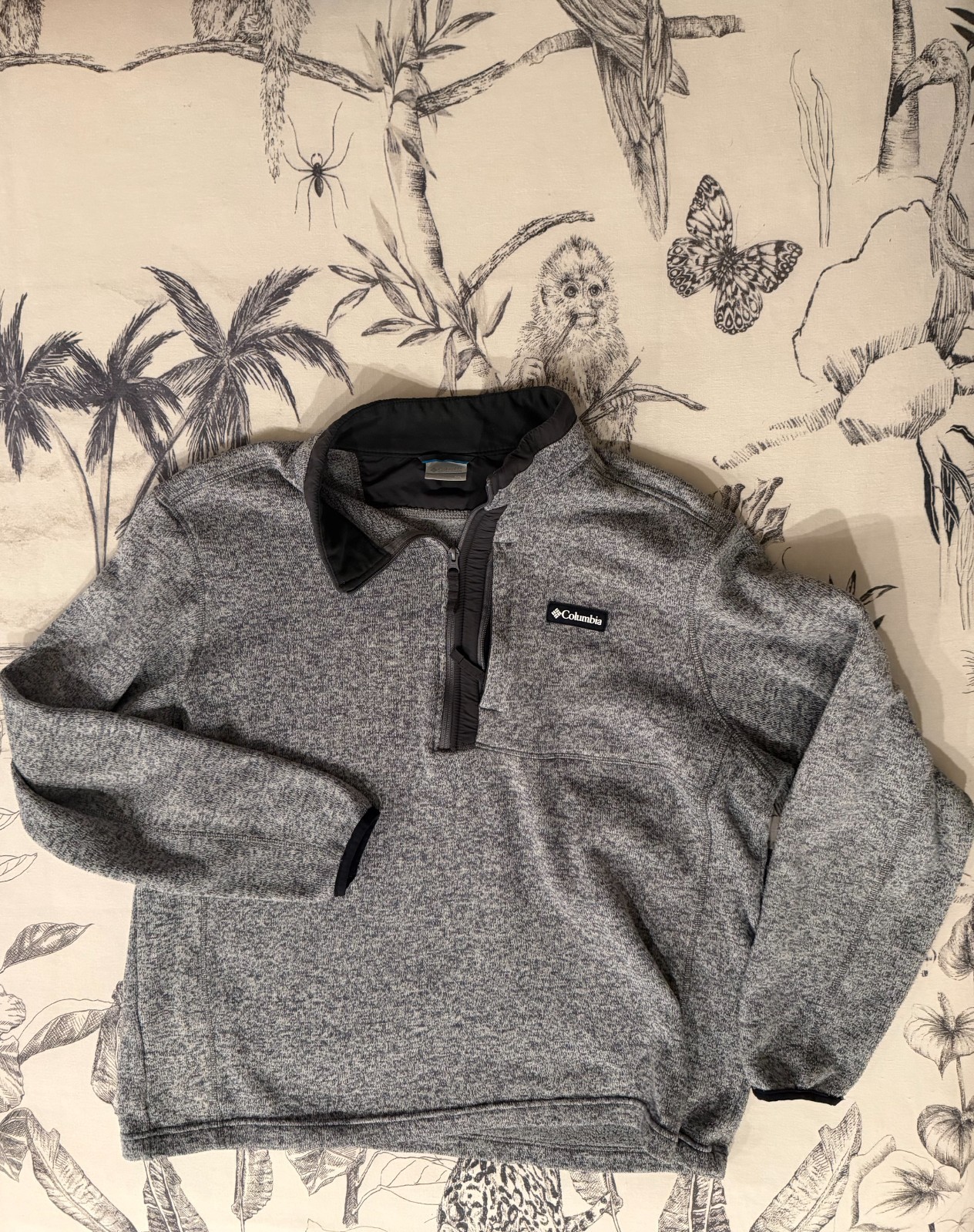 Columbia Men\'s Sweater Weather Half Zip Pullover Grey Knit Fleece