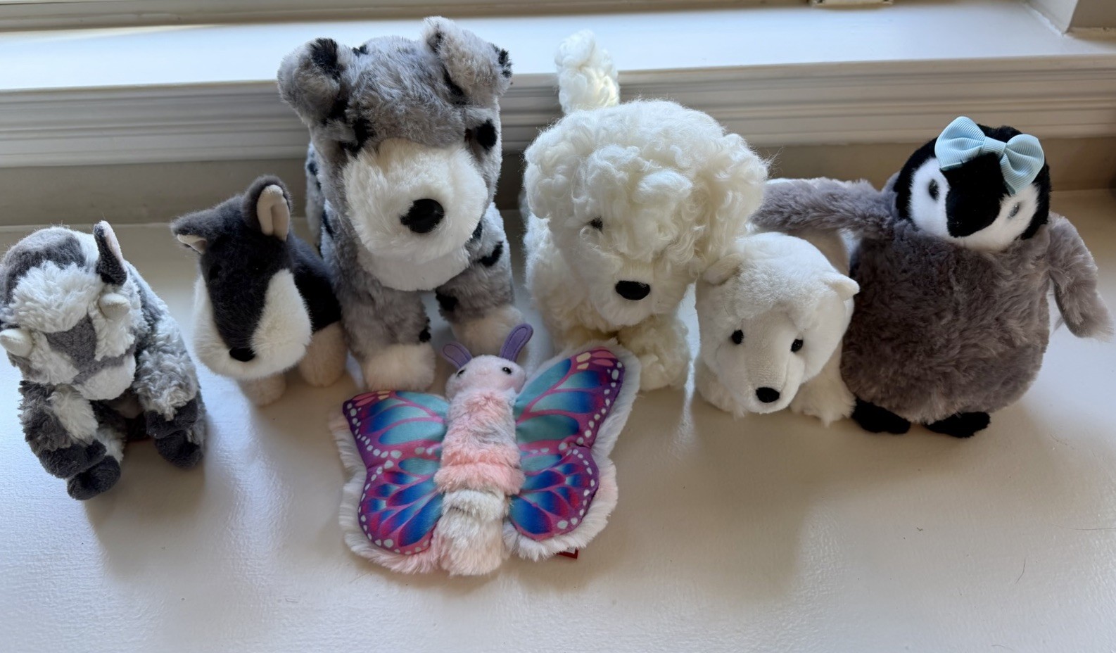 LOT OF 7 Douglas Cuddle Toys Plush Dogs Butterfly, Goat, Penguin, Polar Bear LOT OF 7 Douglas Cuddle Toys Plush Dogs Butterfly, Goat, Penguin, Polar Bear